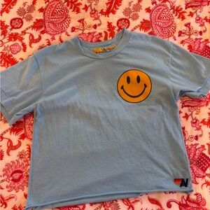 Aviator Nation Light Blue Tee with Smiley Face